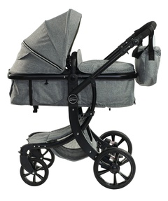 Коляска трансформер Farfello Aimile Black 3 в 1 (колёса PU, капюшон XXL, утеплённый конверт) 