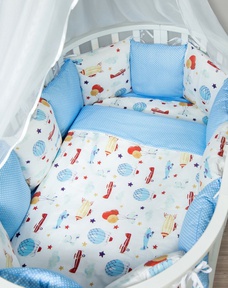 Комплект в кроватку 18 предметов AmaroBaby Premium Воздушный парад, сатин