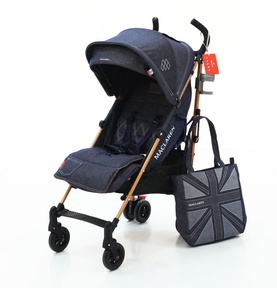 Коляска-трость Maclaren Quest Denim style set с сумкой для мамы 