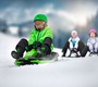 Пластиковые санки-снегокат c рулем и тормозом Gismo Riders Stratos