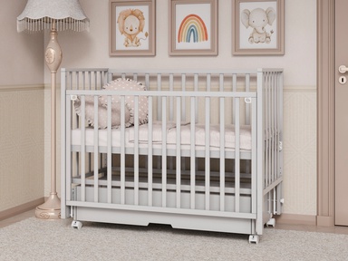 Детская кроватка Incanto Hollie маятник, колеса, автостенка