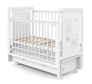 Детская кровать Indigo Happy Friends маятник+колеса, ящик