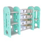 PITUSO Стеллаж для игрушек с ящиками и приставками (2 книжные),4 полки